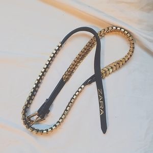Zara gold black jeweled belt